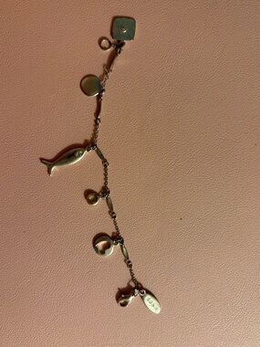 Silver Charm Bracelet with Fish & Heart Charms